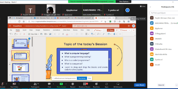 Day 6  Session 2: Summer camp: on “Digital Literacy and Basics of Coding.”