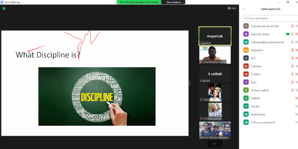 Volunteer Session on “Descipline”