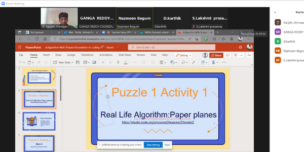 Session 1: Summer camp: on “Real Life Algorithms, Fundamentals of Coding.”